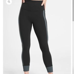 ATHLETA Elation Rib Trim 7/8 Tight, Black and Anthracite Grey
